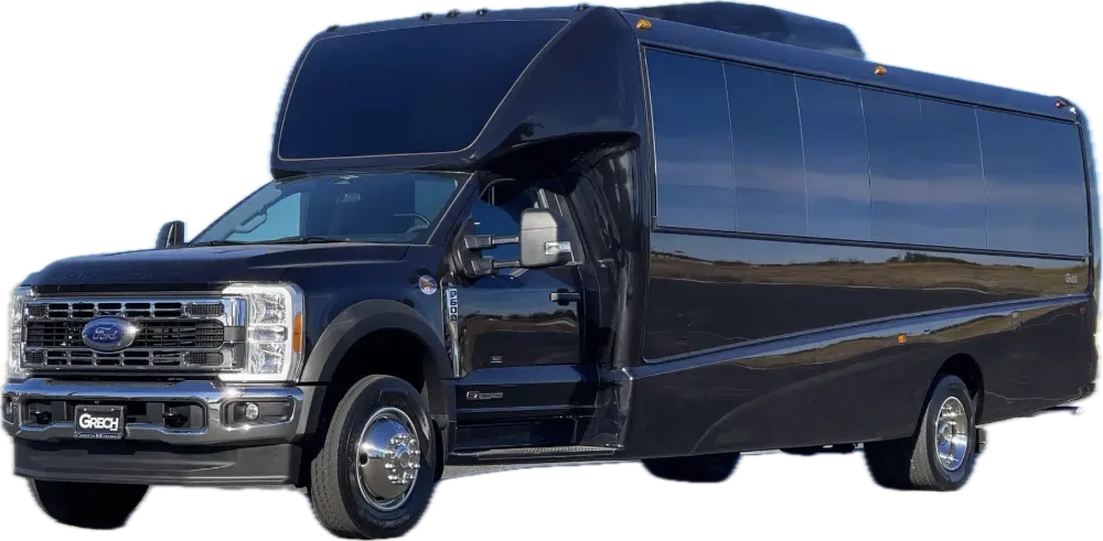 Executive minibus used for Express Midwest corporate group transportation in Iowa City and Cedar Rapids