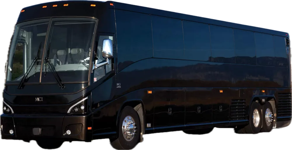 Full-size motorcoach used for Express Midwest charter bus service in Iowa City and Cedar Rapids